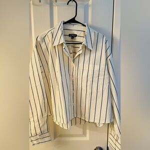 J. Crew Étienne cropped button up shirt in Ivory stripe